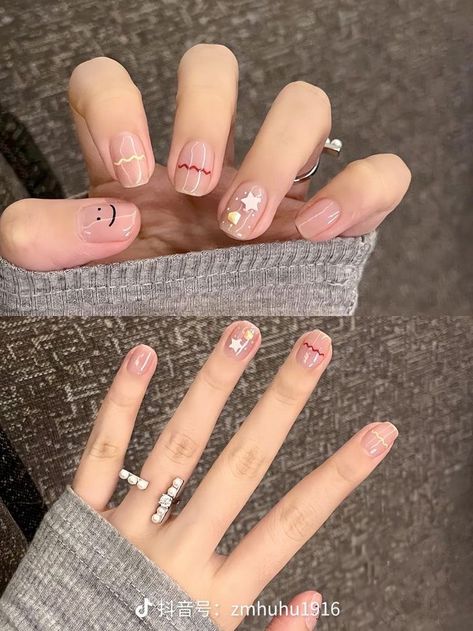 Natural Nail Paint, Minimal Drawing Ideas, Drawing Ideas Easy Cute, Cute Short Nail Designs, Minimal Drawing, Beachy Nails, Cute Short Nails, Beauty Hacks Nails, Hello Nails