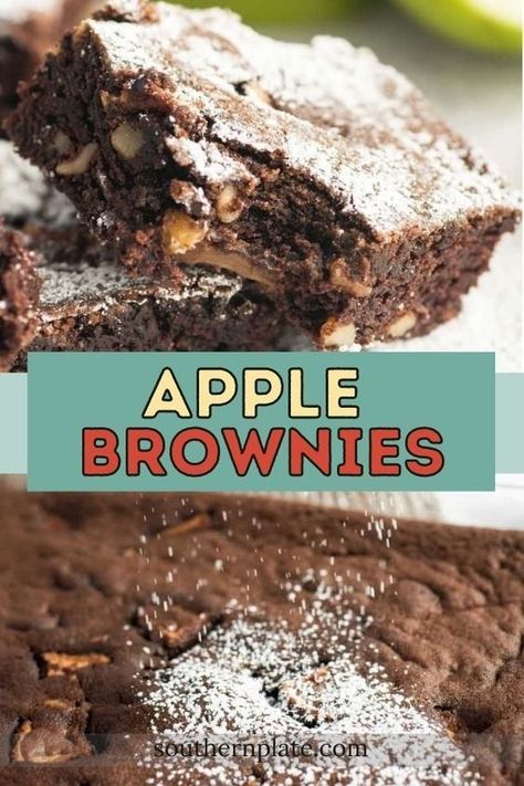 Do you love apple desserts? If so, set your eyes on these apple brownies. This glorious brownie masterpiece is filled with fresh diced apples, crunchy nuts, and warm cinnamon. Apple Chocolate Desserts, Bakes Recipe, Apple Brownies, Apple Treats, Zucchini Recipes Dessert, Chocolate Apple, Plate Recipes, Sugar Free Brownies, Apple Treat