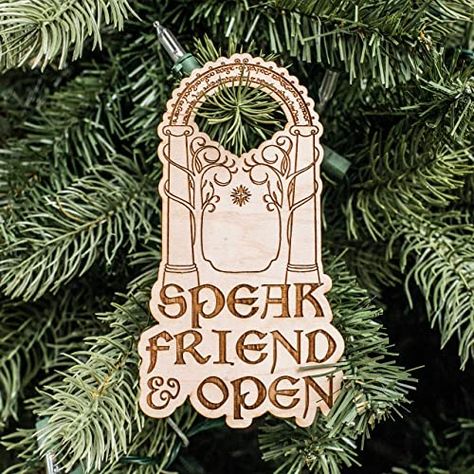 Amazon.com: Ornament - Speak Friend and Open - Raw Wood 6x3in: Handmade Napkin Holder Craft, Slate Signs, Texas Usa, Raw Wood, Outdoor Signs, Wood Ornaments, Napkin Holder, Tolkien, Free Giveaway