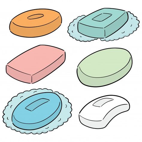 Vector set of soap | Premium Vector #Freepik #vector #hand #line #medical #cartoon Soap Vector, Pink Soap Bar, Medical Cartoon, Soap Advertisement, Pink Soap, Water Poster, Ice Cream Truck, Disney Crafts, Vector Hand