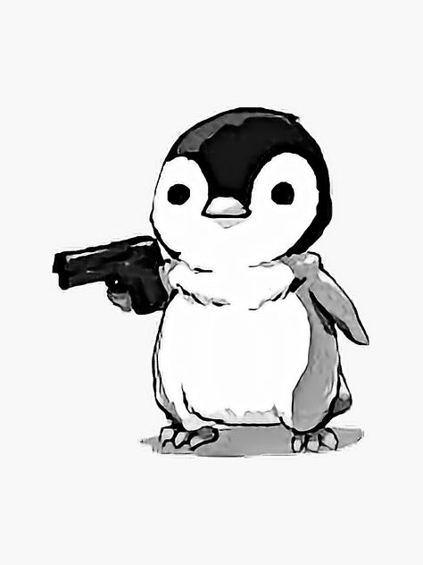 "penguin with a gun" Sticker by peanootbutter | Redbubble Sketch Tattoos, The Soul, Sketch, Tattoos, The World