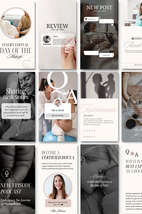 Grow your doula business with social media marketing! Learn how to use Instagram to attract new clients, build relationships with your followers, and boost your #Doula_Content #Doula_Branding #Doula_Business #Social_Media_Kit Doula Content, Doula Branding, Doula Business, Social Media Kit, Media Kit Template, Facebook Post Template, Instagram Theme Feed, Birth Doula, Build Relationships