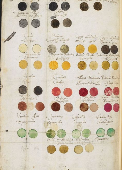 Of Things Past And Imagined on Twitter: "The Mayerne manuscript contains notes on the making of pigments, oils and varnishes, priming and preparation of surfaces, as well as repair and conservation of paintings. Mayerne gathered his notes from first-hand contact with artists like Rubens and van Dyck between 1620-1646.… https://t.co/ZlNZqFzAPl" Medieval Colour Palette, Medieval Color Palette, Desaturated Color Palette, Color Wheels, Design Moodboard, Colour Theory, Medieval Manuscript, Illuminated Manuscripts, Color Studies