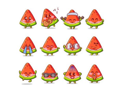 Watermelon Character Design, Watermelon Illustration Cute, Cute Watermelon Drawing, Watermelon Character, Watermelon Kawaii, Kawaii Watermelon, Cartoon Watermelon, Watermelon Drawing, Watermelon Sticker