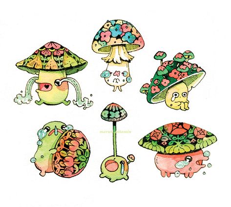 Vegetable Illustration, Pokemon Drawings, Mushroom Art, Slug, Diy Canvas Art, Art Plastique, Creature Art, Art Reference Poses, Print Stickers