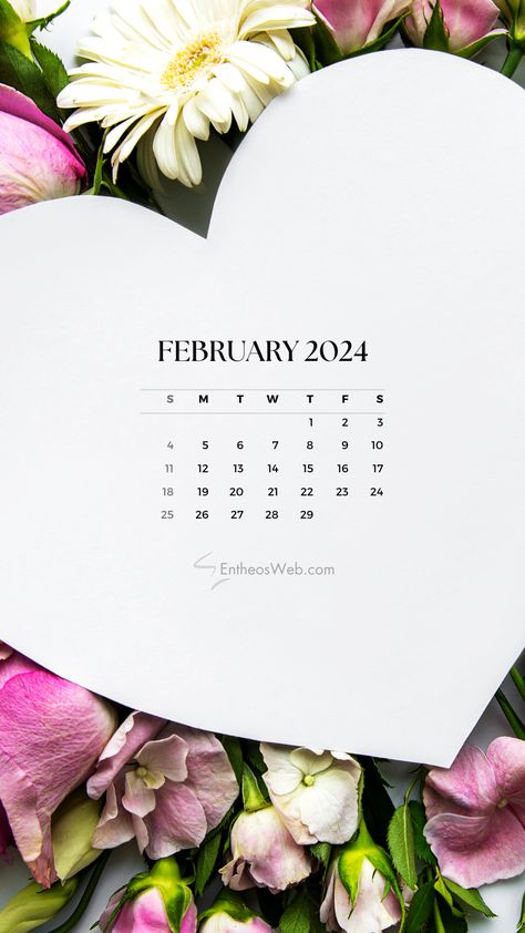 February 2024 Phone Wallpaper Calendar | EntheosWeb February Phone Wallpaper, February Wallpaper, 2024 Wallpaper, Web Design Resources, Wallpaper Ipad, 2024 Calendar, Calendar Design, Photo Prints, Important Dates