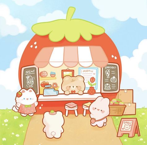 Sister Vibes, Pink Cafe, Business Aesthetic, House Cartoon, Icon Wallpaper, Cute Food Drawings, Sketchbook Ideas, Cute Kawaii Drawings, Kawaii Doodles