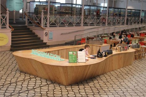 Organic Reception Desk, Information Booth, Info Desk, Information Desk, Museum Of Childhood, Reception Desk Design, Reception Counter, Lobby Interior, Counter Design