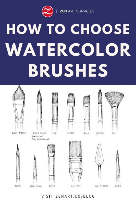 Your watercolor painting experience is only as good as your supplies. Not all brushes are made for watercolor. And not all brushes marketed for watercolor will work for your style. Building a brush collection isn’t hard. Nor should it be excessively pricey. You just need to learn what counts as good quality. Here’s a quick guide to choosing the best quality brush for watercolor painting, visit ZenART to read all about it! Basic Watercolor Supplies, Watercolor Brushes For Beginners, Learning Watercolor, Watercolour Brushes, Country Watercolor, Watercolor Basics, Best Watercolor Brushes, Watercolor Brush Pen, Learn Watercolor Painting