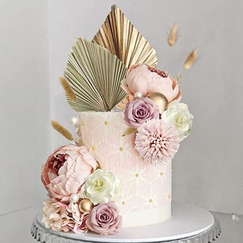 Wedding Cake Bohemian Style, Palm Leaves Cake, New Year Cake Decoration, Boho Cake Topper, Bohemian Cake, Leaves Cake, Boho Cake, Flower Cake Toppers, Bohemian Style Wedding