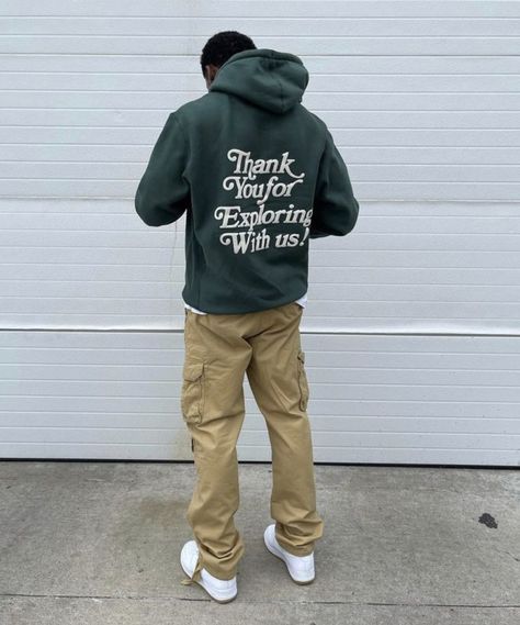 Teddy Hoodie Outfit, Dark Green Hoodie Outfit, Green Hoodie Outfit, Brown Jeans Men, Hoddies Outfits, Dark Green Hoodie, Green Jean Jacket, Green Hoodie Men, Hoodie Outfit Men