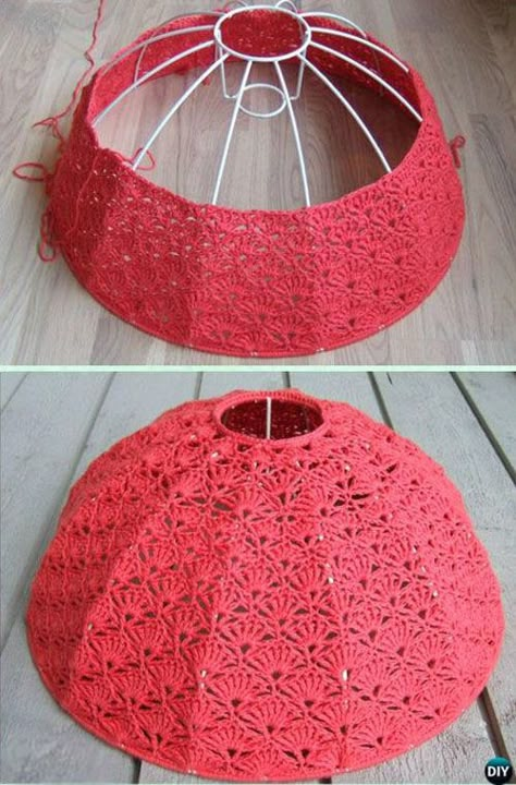 Lampshade - Tutorial Crochet Fan Stitch, Crochet Fan, Crochet Lampshade, Crochet Lamp, Crochet For Home, Love Crochet, Crochet Home, Candy Land, Crochet Accessories