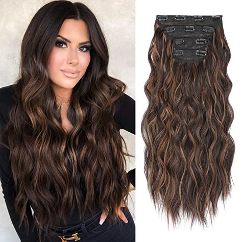 Blonde High, Hair Extension Brands, Wavy Hair Extensions, Brown With Blonde Highlights, Hairpieces For Women, Synthetic Hair Extensions, Business Hairstyles, Long Wavy Hair, Real Human Hair