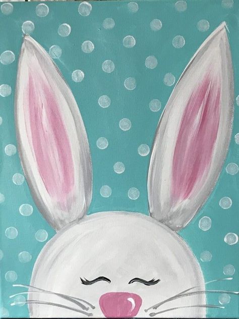 Easter Canvas Painting, Kids Painting Party, Easter Canvas, Easter Paintings, Bunny Painting, Sip N Paint, Kids Canvas, Easy Canvas Painting, Canvas Painting Designs