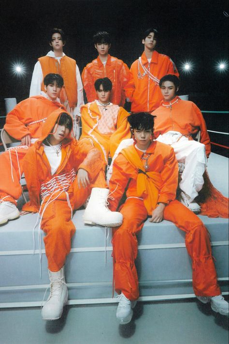 8turn Group Photo, Orange Aesthetic, Concert Fits, Korean Boy, Boy Group, Group Photo, Group Photos, Extended Play, Kpop Groups