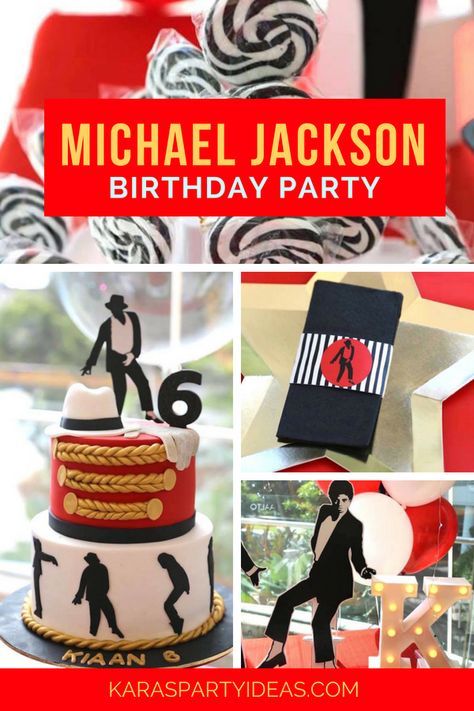 Michael Jackson Birthday Theme, Michael Jackson Party Ideas Kids, Michael Jackson Themed Birthday Party, Michael Jackson Birthday Party Ideas, Michael Jackson Party Ideas, Michael Jackson Birthday Party, Michael Jackson Birthday, Michael Jackson Cake, Michael Jackson Party