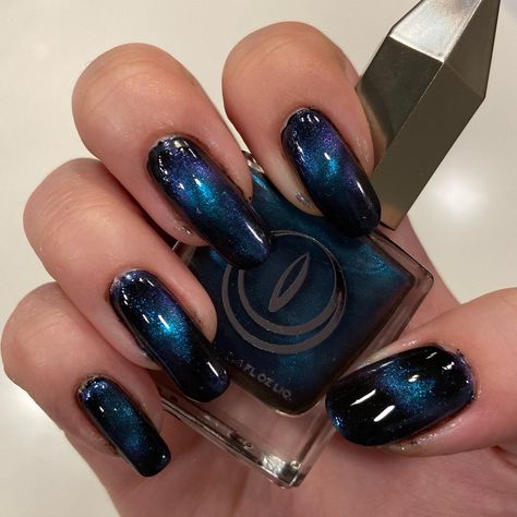 Holo Black Nails, Black Opal Nails, Black Holo Nails, Black Galaxy Nails, Holo Taco, Holo Nails, Galaxy Nails, Deep Space, Coat Black