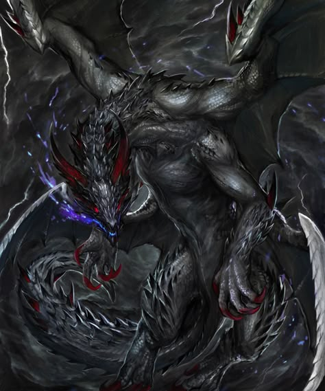 Demonic Dragon, Tiamat Dragon, Legendary Dragons, Dark Creatures, Dragon Artwork Fantasy, Beast Creature, Heroic Fantasy, Fantasy Beasts, 다크 판타지