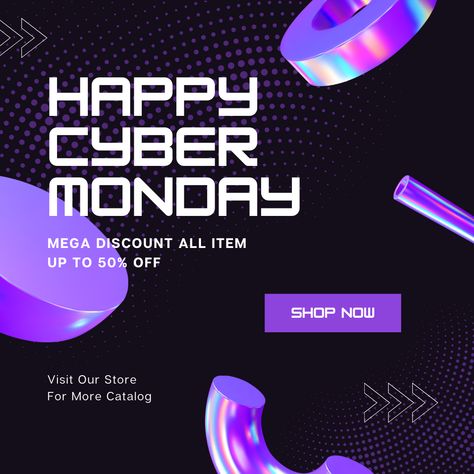 Purple 3D Futuristic Cyber Monday Discount Instagram Post 3d Futuristic, Facebook Post Template, Facebook Post, Instagram Post Template, Facebook Posts, Post Design, Text Effects, Post Templates, Post Ideas