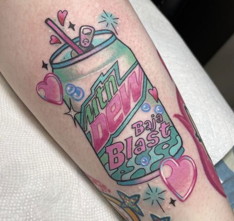 Watermelon Tattoo, Nature Tattoo Ideas, Belle Tattoo, Baja Blast, Bright Tattoos, Traditional Tattoo Designs, Pink Tattoo, Funky Tattoos, 3 Tattoo