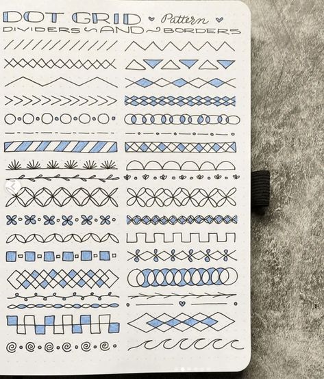 Ottergami Journal, Doodle Ideas For Journal, Divider Journal, Divider Doodles, Journal Doodles Simple, Simple Border Ideas, Journal With Lines, Simple Divider, Doodle Dividers