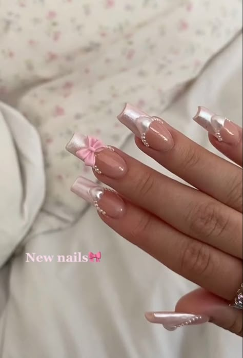 Coquette Nails, Really Cute Nails, Soft Nails, Unique Acrylic Nails, Kawaii Nails, Acrylic Nails Coffin Short, Pink Acrylic Nails, Fire Nails, Funky Nails