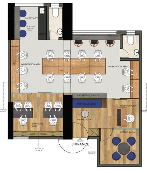 Corporate Office Plan Layout, Modern Coworking Office Design, Architect Office Plan Layout, Modern Construction Office Design, Architects Office Design, Office Planning Layout, Architects Office Plan, Architect Office Interior Design Modern, Modern Office Layout Plan