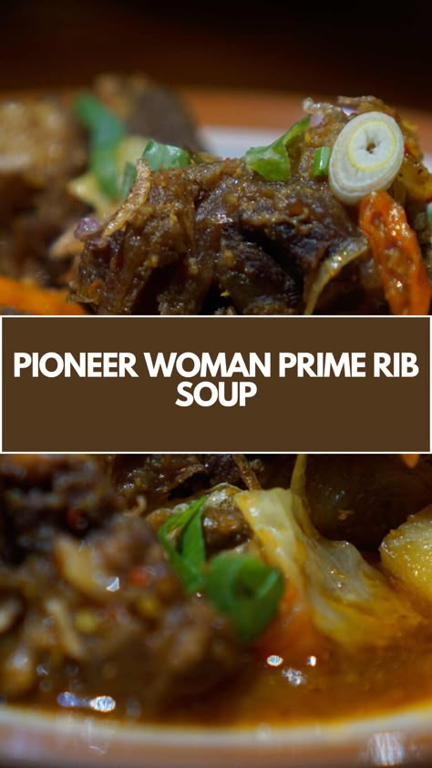 This Pioneer Woman Prime Rib Soup recipe is made with beef ribs, beef stock, potato, mushrooms, salt, pepper, and fresh chives. It takes 255 minutes to prepare and serves 4. Prime Rib And Mushroom Soup, Prime Rib Roast Bone Soup, Leftover Prime Rib Soup Recipes Ideas, Prime Rib Beef Barley Soup, Prime Rib Bone Soup Crock Pot, Soup With Prime Rib Bones, Prime Rib Soup Slow Cooker, Prime Rib Vegetable Soup, Soup From Prime Rib Bones