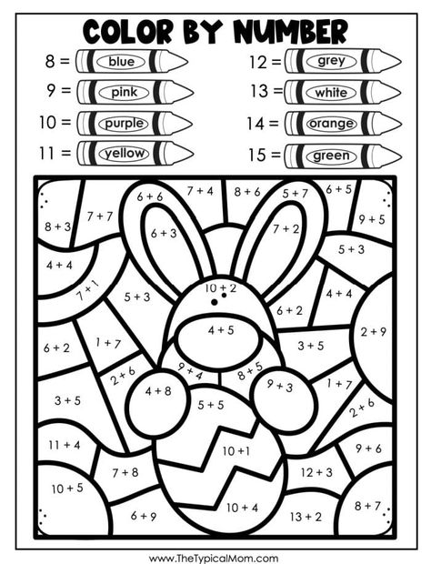 Free Easter color by number coloring pages are here. Number recognition, multiplication and addition problems featured on bunny and eggs. #eastercolorbynumber #colorbynumber Easter Color By Number, Easter Math Worksheets, Color By Number Coloring Pages, Number Coloring Pages, Printable Easter Activities, Easter Color, Easter Worksheets, Easter Math, Color By Number Printable