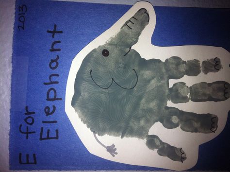 E for elephant handprint. Handprint Elephant, Letter E Activities, E Is For Elephant, Learning Colors Activities, Letter E Craft, Paper Coloring, Preschool Letter Crafts, Trace And Color, Abc Crafts