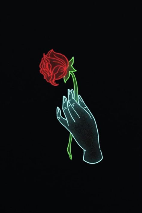 Neon Rose Wallpaper, Sign Wallpaper, Simple Wallpaper, Neon Rose, Merch Design, Salon Art, Rosé Hands, Cute Rose, Neon Wallpaper