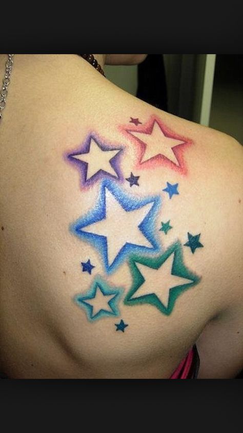 3d Star Tattoo, Tattoo Ideas Shoulder, Star Tattoo Ideas, Star Tattoo On Shoulder, Tattoo Son, Shape Tattoo, Star Tattoo Designs, Angel Tattoo Designs, Skeleton Hand Tattoo