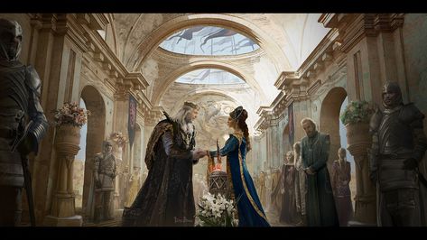 Viserys And Alicent, Viserys Targaryen, The Winds Of Winter, Dragon Wedding, Alicent Hightower, A Dance With Dragons, Targaryen Art, Game Of Thrones Art, Wedding Scene