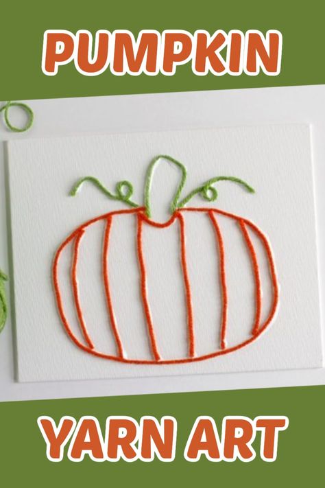 Pumpkin Yarn Art pictures are a fun way to decorate for the fall season! Yarn Glue Art, Preschool Pumpkin Crafts Easy, Pumpkin Yarn Craft, Glue Art, October Crafts, Yarn Painting, Last Minute Halloween, Art Therapy Activities, Festival Diy