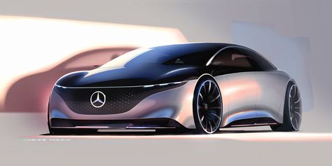 Press Sketches Mercedes Vision EQS (2019) on Behance Industrial Design Sketch, Mercedes Car, Car Design Sketch, Concept Car Design, Car Sketch, Futuristic Cars, Top Cars, Car Exterior, Transportation Design