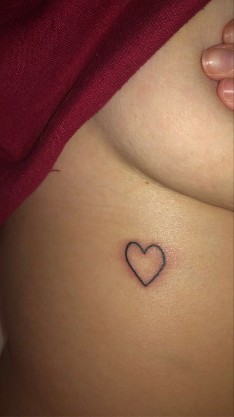 Simple Ribcage Tattoo, Heart Ribcage Tattoo, Heart Tattoo Ribcage, Heart Tattoo Stomach, Heart Thigh Tattoo, Heart On Chest Tattoo, Small Tattoos Ribcage, Heart Tattoo On Thigh, Heart On Buttcheek Tattoo