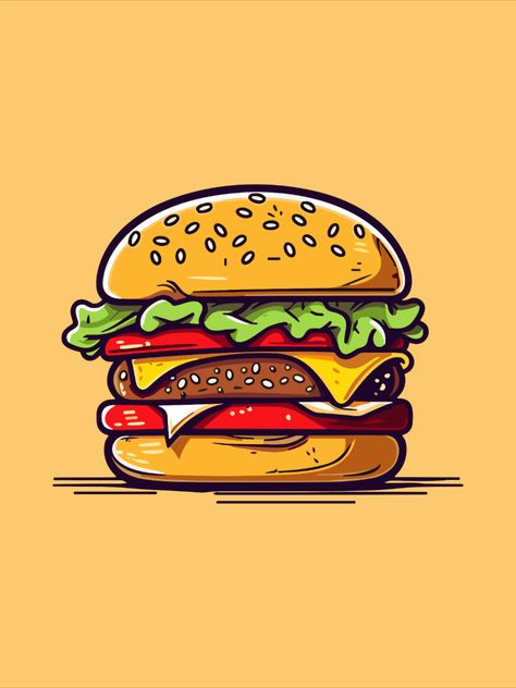 cheese burger cartoon clip art illustration for menu, poster, web Burger Cartoon Art, Burger Pictures Cartoon, Cheese Burger Drawing, Burger Art Illustration, Cheeseburger Drawing, Burger Graphic, Burger Sketch, Hamburger Art, Burger Illustration Graphics