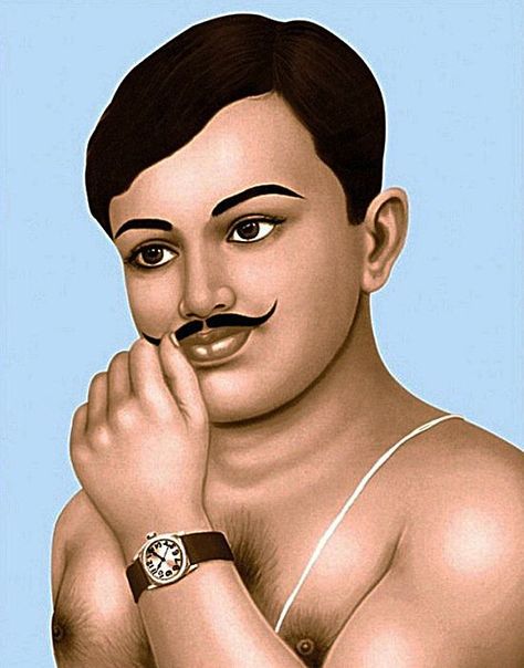 Chandra Shekhar Azad (1906 – 1931) was a revolutionary freedom fighter against British rule in India. He was born in Bhavra, Alirajpur district, Madhya Pradesh, India. Chandra Shekhar Azad, Indian Hairstyles Men, Indian Emblem Wallpaper, Cartoon Wall Painting, Freedom Fighters Of India, Chandra Shekhar, Indian Freedom Fighters, God Venkateswara Images Hd Wallpaper, Hip Hop Wallpaper