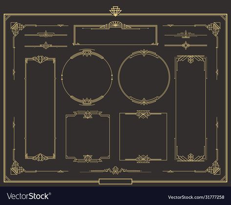 Art Deco Label Design, Art Deco Template, Art Deco Design Elements, Art Deco Border, Art Deco Logo, Art Deco Borders, Pattern Texture, Page Dividers, Art Deco Ideas