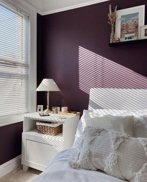 11 Best Moody and Romantic Bedroom Paint Colors Purple Bedroom Walls Paint, Romantic Bedroom Paint Colors, Purple Bedroom Paint, Dark Painted Ceiling, Purple Bedroom Walls, Purple Girls Bedroom, Bedroom Purple, Setting The Mood, Toddler Bedroom Girl