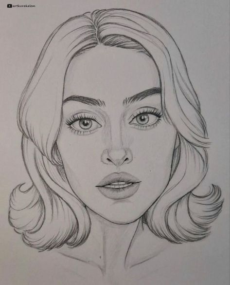 Simple Face Portrait, Pencil Potraits Sketch, Portraits Sketch, Easy Portrait Drawing, Beautiful Pencil Drawings, Pencil Drawing Images, Draw Step By Step, Female Face Drawing, Draw Faces