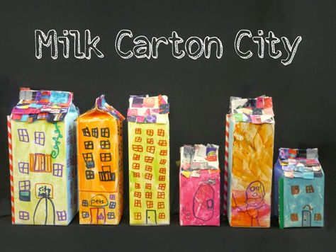 Little Hiccups: Milk Carton City Milk Carton Crafts, Cardboard City, Living In Colorado, Kid Drinks, Enrichment Activities, Milk Carton, Childrens Crafts, Arts And Crafts Projects, Family Living