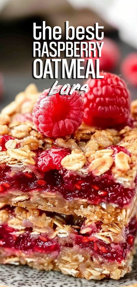 Raspberry Oatmeal Breakfast Bars [50 Minutes] – Chasety Raspberry Desserts Healthy, Raspberry Recipes Healthy, Fresh Raspberry Desserts, Fresh Raspberry Recipes, Quick Breakfast On The Go, Raspberry Oatmeal Bars, Raspberry Breakfast, Oatmeal Bars Recipes, Raspberry Oatmeal