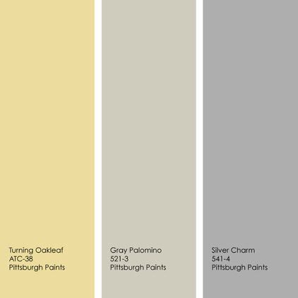 Blue Gray Bedroom, Pittsburgh Paint, Grey Paint, Yellow Bedroom, Yellow Kitchen, Interior Paint Colors, Shades Of Gray, Bedroom Paint, Blue Bedroom