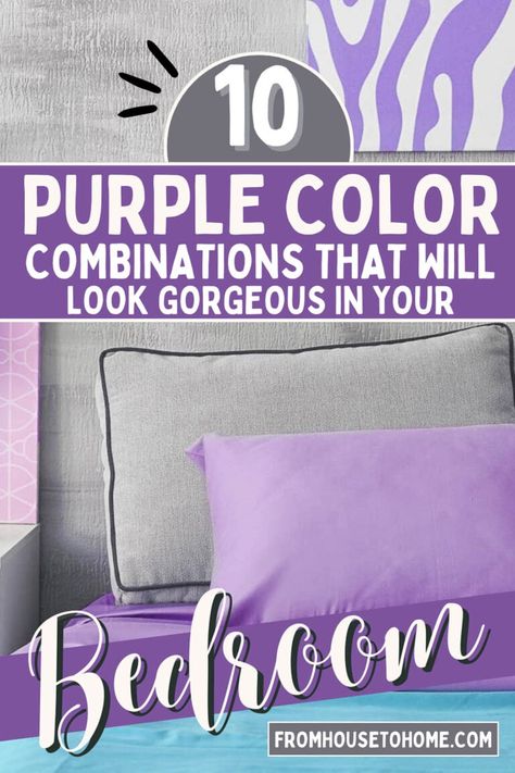 Make your bedroom look stunning with these 10 awesome purple color combinations! From soft and subtle shades to bold and bright hues, there’s a look for everyone. Purple Paint Ideas For Walls, How To Decorate A Purple Bedroom, Colors That Go With Lavender, Purple Wall Decor Bedroom, Purple Complimentary Colors, Purple And Blue Bedroom Ideas, Purple And Green Bedroom Ideas, Purple Rooms Bedroom, Purple House Interior Ideas