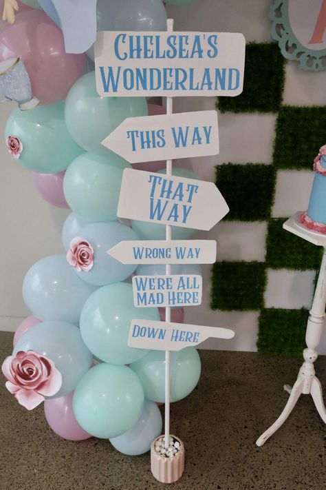 Welcome To Onederland, Alice In Wonderland Party One Year Old, First Birthday Alice In Wonderland Theme, Alice In Wonderland Two Year Old Party, Alice In Wonderland Half Birthday, Alice In Wonderland First Birthday Ideas, Alice In Onederland Party Ideas, Alice Wonderland Bakery Birthday Party, Onederland Theme 1st Birthdays