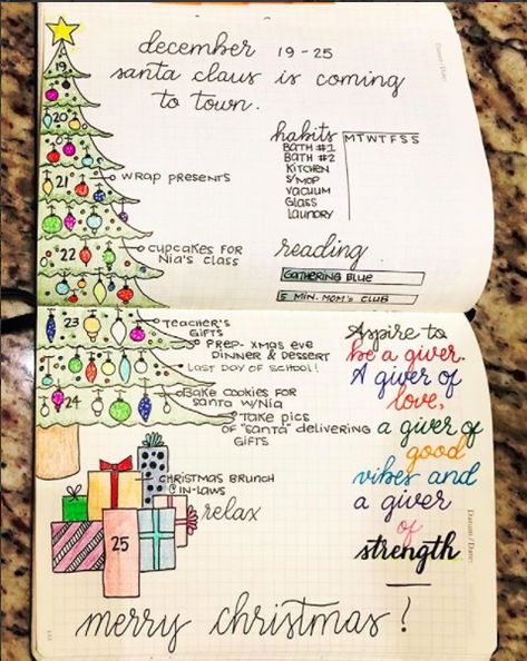 Christmas Themed Bullet Journal Weekly Spread Christmas Bullet Journal, Bullet Journal Layout Ideas, Bullet Journal Calendrier, Journal Layout Ideas, Bullet Journal Christmas, Weekly Log, Ruffle Shoulder Dress, December Bullet Journal, Bullet Journal Weekly Spread