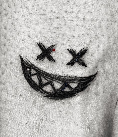 Creepy Smile Tattoo, Blood Tears, Smile Tattoo, Creepy Smile, Small Tattoos For Guys, Fish Tattoos, Jesus Fish Tattoo, Small Tattoos, Tattoos For Guys