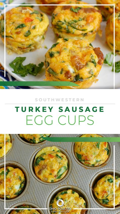 Southwestern Turkey Sausage Egg Cups are a protein-packed make-ahead breakfast perfect for weekday mornings. Turkey Egg Muffin Cups, Octavia Breakfast Recipes, Egg White Turkey Sausage Muffins, Turkey Sausage And Eggs Breakfast, Breakfast With Turkey Sausage, Optavia Brunch Recipes, Turkey Sausage Meal Prep, Egg And Turkey Breakfast, Ground Turkey Egg Bites