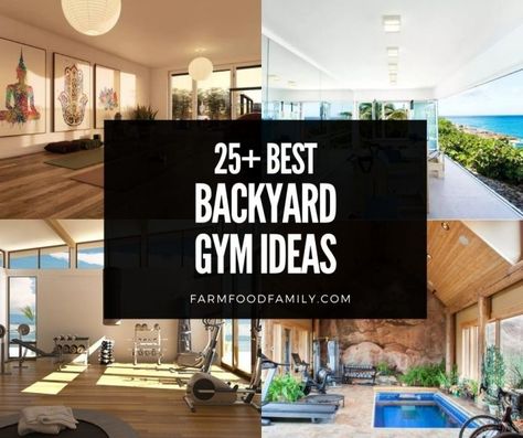 home-backyard-gym-ideas Outside Home Gym Ideas, Home Gym Shed Backyards, Home Outdoor Gym Ideas, Garden Gym Shed, She Shed Gym Ideas, Shed Gym Backyard, Gym Shed Backyard, Backyard Workout Area, Backyard Gym Shed